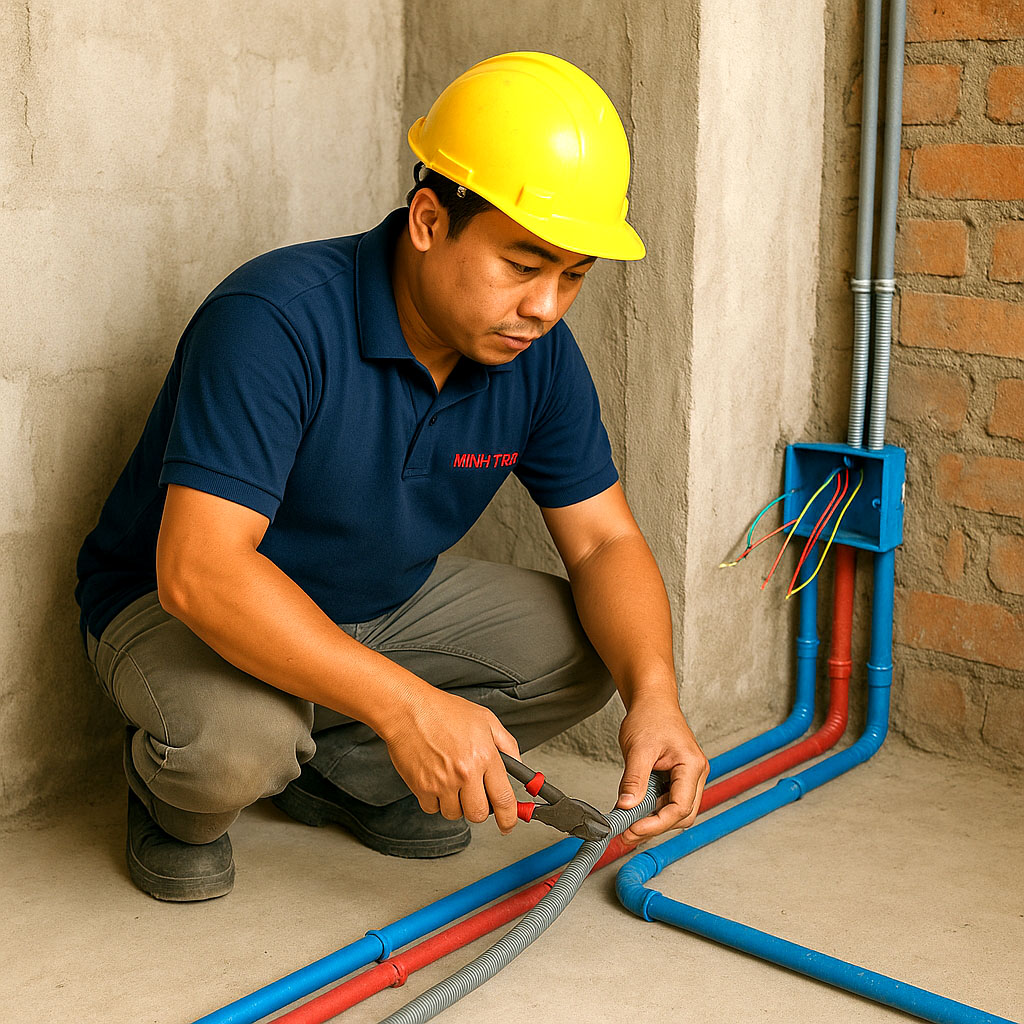Dịch vụ thi công hệ thống điện nước cho nhà mới tại Hải Phòng – Uy tín, chuyên nghiệp, báo giá minh bạch, bảo hành dài hạn. Gọi ngay Điện Nước Minh Trí!